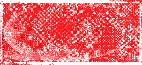 Red Stamp texture grungy . Rolled ink texture. Organic overlay highlight . Vector grainy letterpress texture .Screen print texture.
