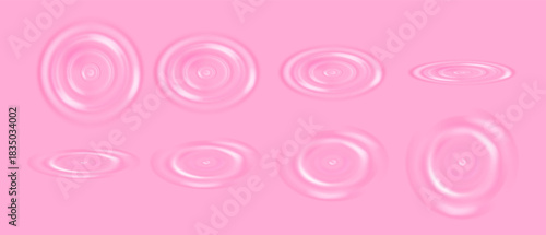 Pink cream swirl or strawberry milk ripple. Yogurt splash effect top view. Creamy 3d fruit dairy wave texture for cosmetic or beauty background. Yoghurt vector abstract pattern. Jam or mousse.