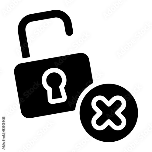 unprotected security lock glyph icon