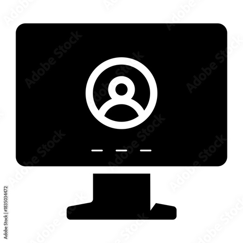 user account on computer screen glyph icon