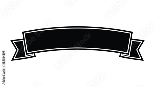 Hand drawn black silhouette ribbon banner for text and design elements