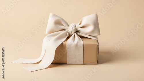 Elegant gift box with a stunning neutral bow for birthdays, holidays, or special occasions that brings joy and anticipation for a surprise