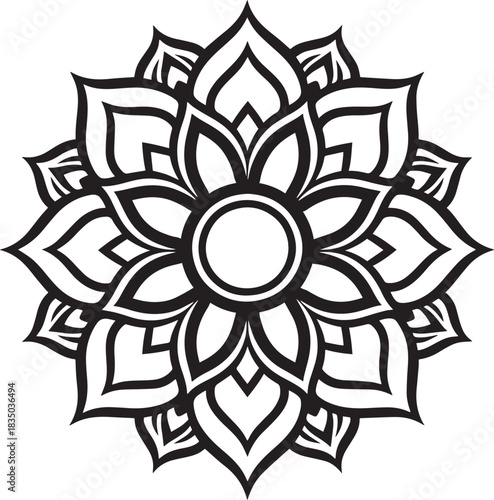 Black and white mandala vector design