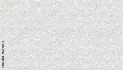 Elegant white and silver floral seamless wallpaper texture.