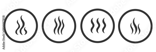 steam smoke set vector silhouette on white background.