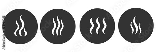 steam smoke set vector silhouette on white background.