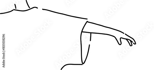 半袖シャツを着て手を広げている線画イラスト