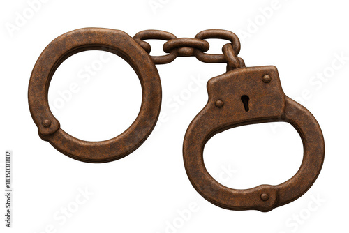 Wallpaper Mural Rusted metal handcuffs on a transparent background, depicting concepts of crime, justice, arrest, and restriction Torontodigital.ca