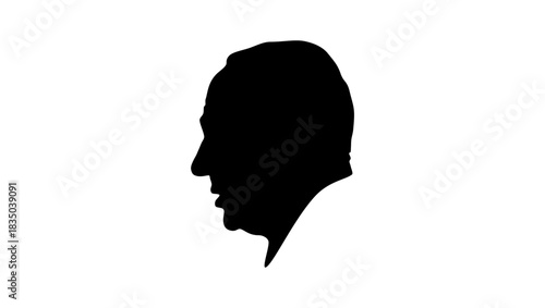jewish man portrait, black isolated silhouette