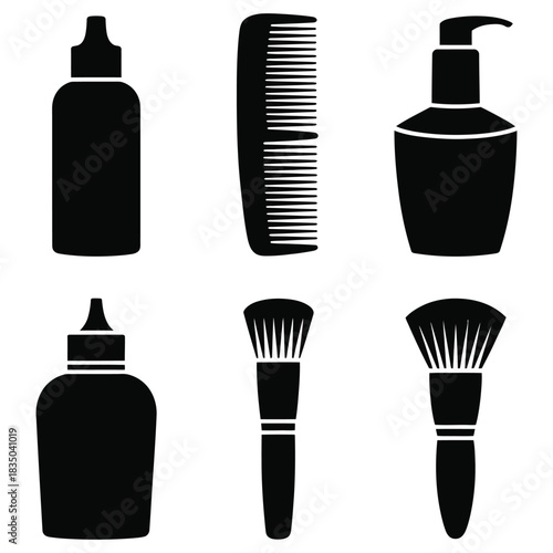 set of cosmetic bottles
