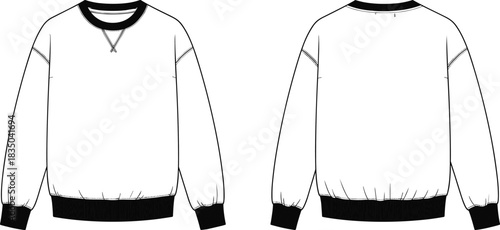 Women's $\text{Casual}$ Cropped Denim Trucker Jacket Technical Fashion Flat $\text{CAD}$ Drawing Vector Illustration with Topstitch Detail and Buttoned Chest Pockets For Design Portfolio $\text{Showca