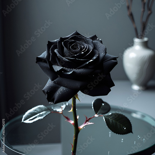 Beautiful black rose in doors