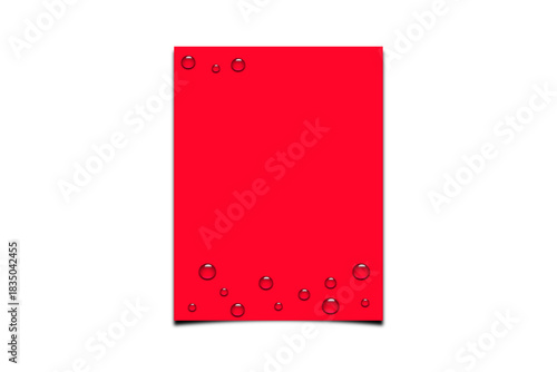 Red bubble-themed decorative paper sheet with glossy water droplets for crafts and stationery