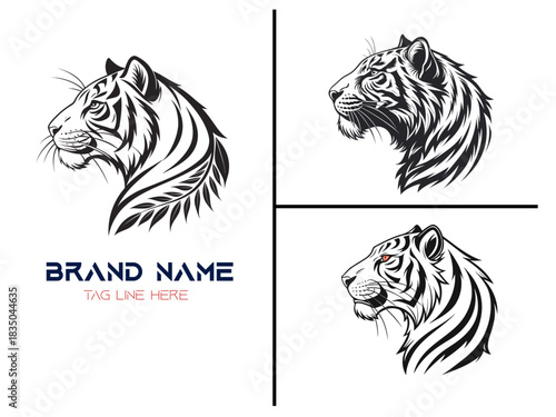 creative black head tiger logo