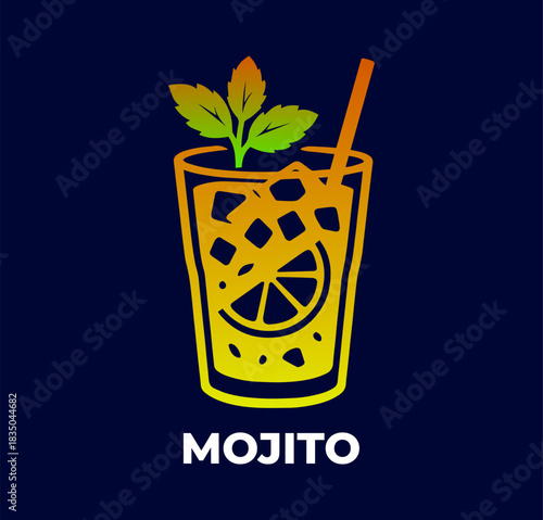 Gradient mojito glass vector illustration