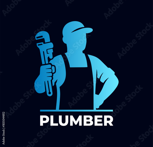 Professional plumber tools and service vector illustration