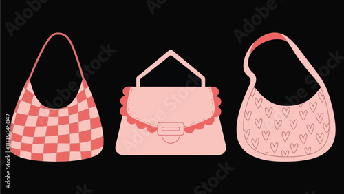 Three stylish handbags in soft pink tones, showcasing modern fashion accessories.