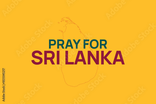 Pray for Sri Lanka text design featuring national colors in a bold, minimal layout