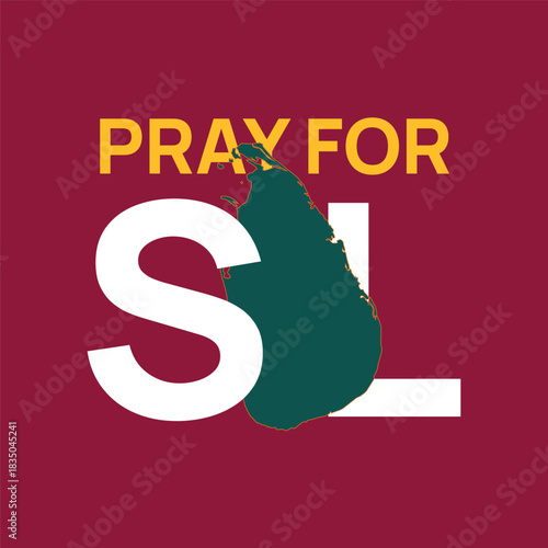 Pray for Sri Lanka text design featuring national colors in a bold, minimal layout