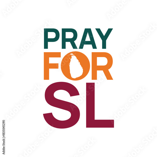 Pray for Sri Lanka text design featuring national colors in a bold, minimal layout