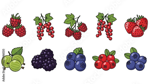 Vibrant assortment of fresh, ripe berries including strawberries, blueberries, and raspberries.