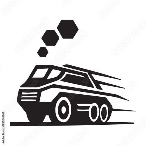 Futuristic truck vector silhouette fast cargo vehicle modern transport art