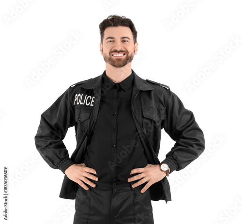 Happy male police officer i...