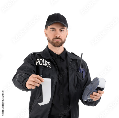 Male police officer issuing...