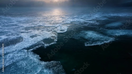 Wallpaper Mural Aerial view of dramatic ocean waves crashing in cold blue sea powerful natural background expressing strength solitude and adventure perfect for climate topics environmental issues travel Torontodigital.ca