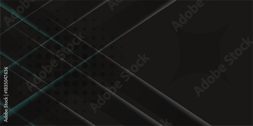 Modern black white abstract background. Minimal. Gradient. Dark grey banner with geometric shapes, lines, stripes, triangles. Design. Futuristic. Cut paper or metal effect.vector eps10