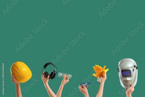 Many hands with constructio...