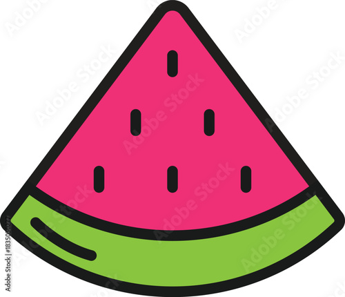 Vibrant and refreshing watermelon slice illustration, perfect for summer themes, healthy food, and fruit-related graphic designs