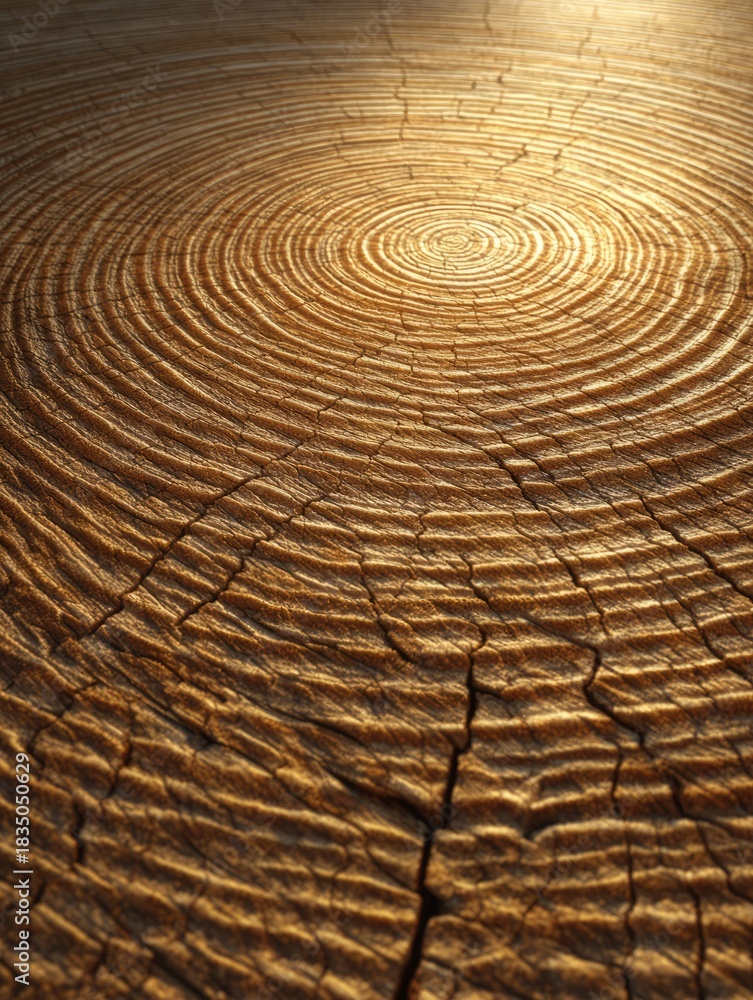 Fototapeta premium Close-up view of tree trunk cross section with growth rings