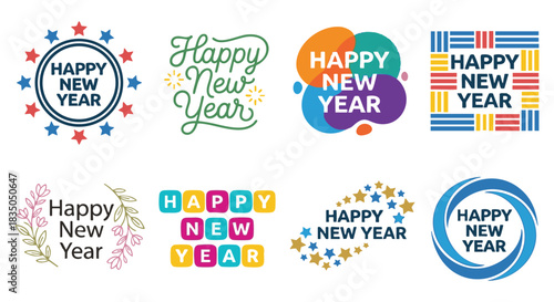 Festive Happy New Year greetings for banners, cards, invitations and social media posts