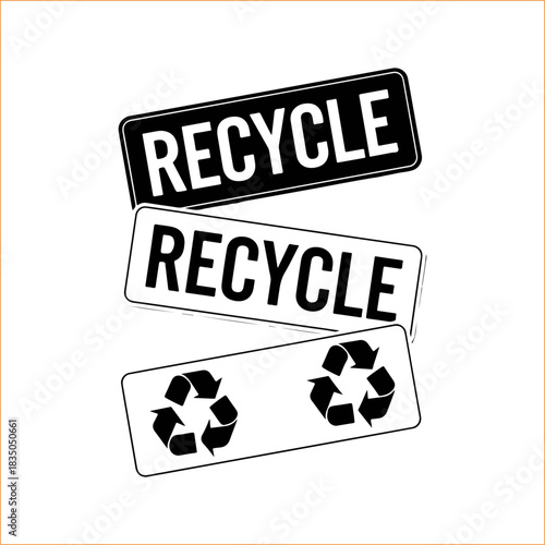Three recycle signs stacked vertically showing the importance of environmentalism VECTOR