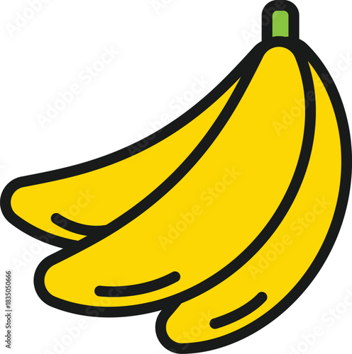 Banana Bunch Illustration in Vector Graphic Style for Food and Healthy Eating Themes