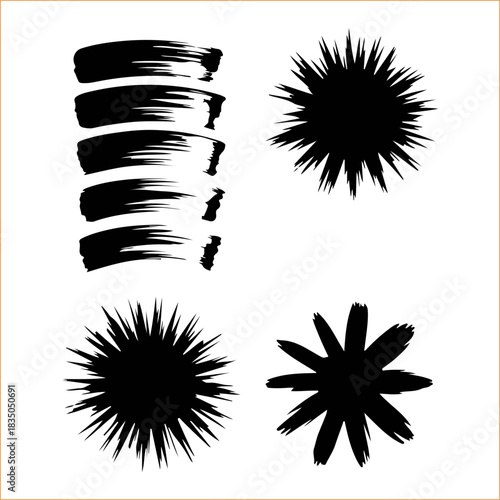 Abstract brush strokes and spiky shapes create a dynamic artistic composition VECTOR