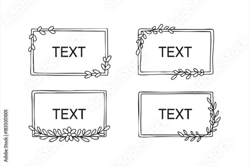 Botanical outline borders for elegant card designs, social posts, and printable templates