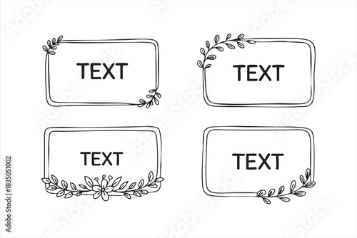 Hand-drawn floral borders for wedding invitations, labels, and minimalist layout design