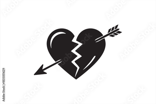 Bold broken heart illustration with arrow for expressive layouts and emotional messaging