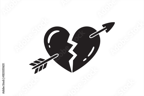 Minimal heartbreak vector symbol for romance branding and digital communication visuals