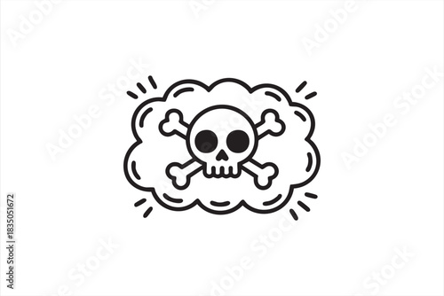 Toxic hazard cloud icon with skull symbol for safety labels and warning graphics