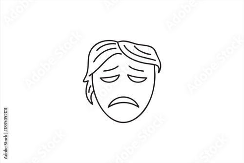Minimalist sorrowful face illustration for expressive design and reaction graphics