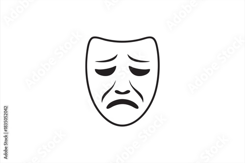 Emotional sad face outline for mental health themes and gentle visual storytelling