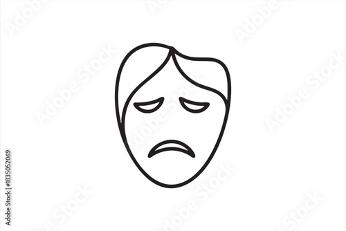 Downcast facial expression vector for mood-focused artwork and communication tools