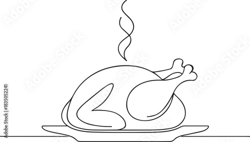 Cooked Chicken Outline Vector