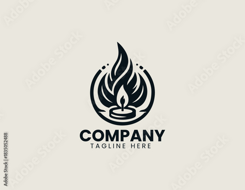 Flame of remembrance rises above symbolic base creating meaningful emotional black vector illustration