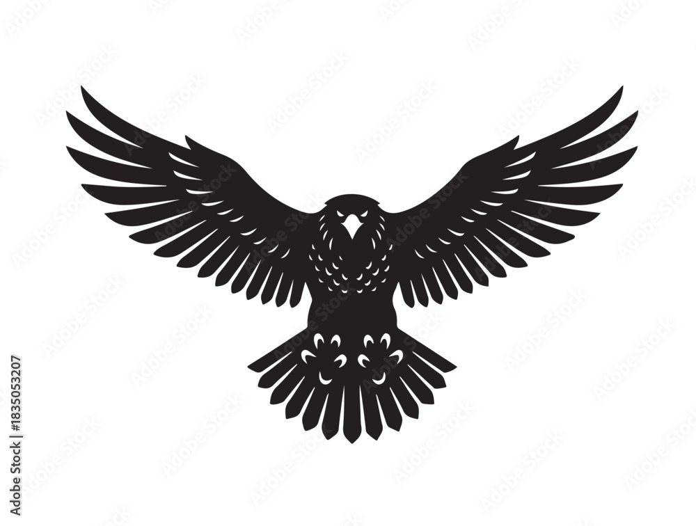 Fototapeta premium Eagle Mark in silhouette white background pure image.