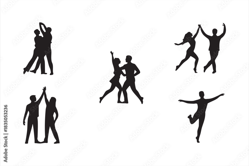 Obraz premium Collection of partner dance and ballet poses in silhouette