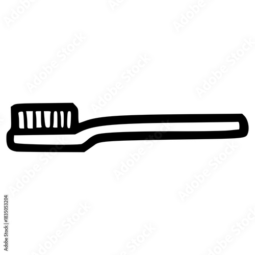 doodle toothbrush illustration hand drawn outline vector